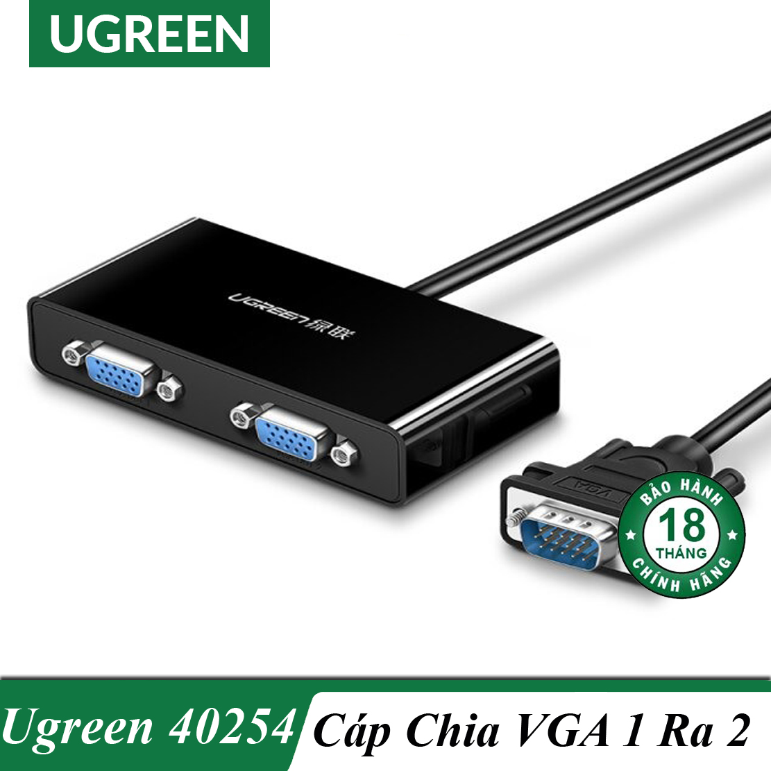 Cáp chia cổng vga 1 ra 2 ugreen 40254 chính hãng