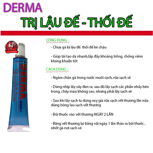 Derma [  1 tuýp x 20g] chữa lậu đế,thối đế cho gà đá