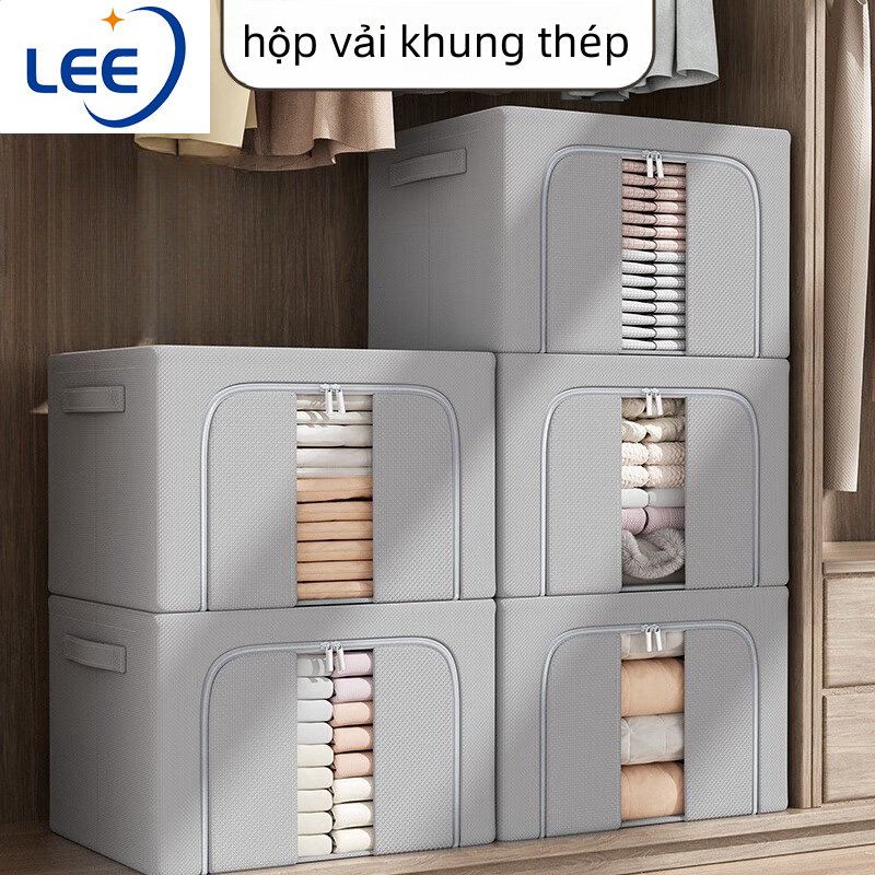 Fabric Clothes Storage Box Steel Frame Clothes Storage Box Underwear Toys Multi-purpose Box Large Size 100L Oxford