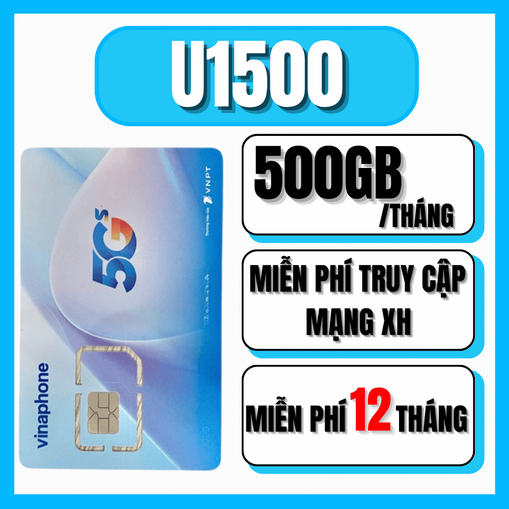    PHÁT WIFI   SIM 5G VINA Gói U1500 - CÓ NGAY 500GB THÁNG   17GB NGÀY    TRỌN GÓI 1 NĂM KHÔNG TỐN PHÍ DUY TRÌ - BẢO HÀNH 1 ĐỔI 1 từ MƯỜNG THANH ROYAL .FREESHIP - CHƯA KÍCH HOẠT. 