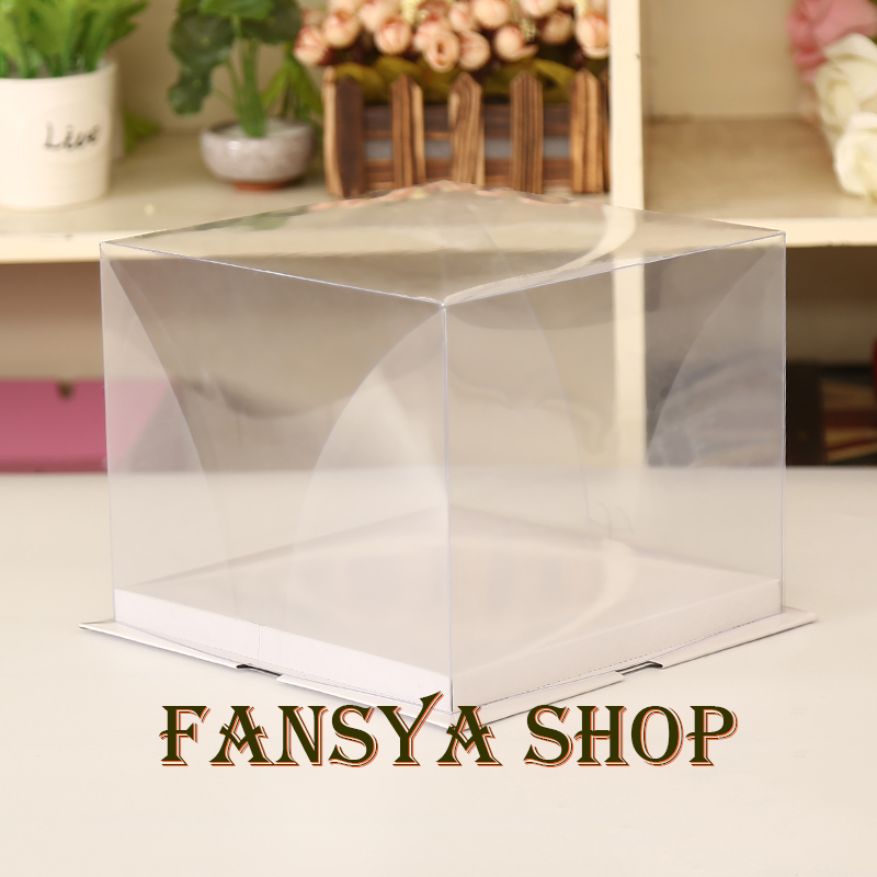 Combo 05 Hộp bánh gato nhựa trong suốt KT đế 26cmx26cm cao 17 cm ( không kèm ruybang )