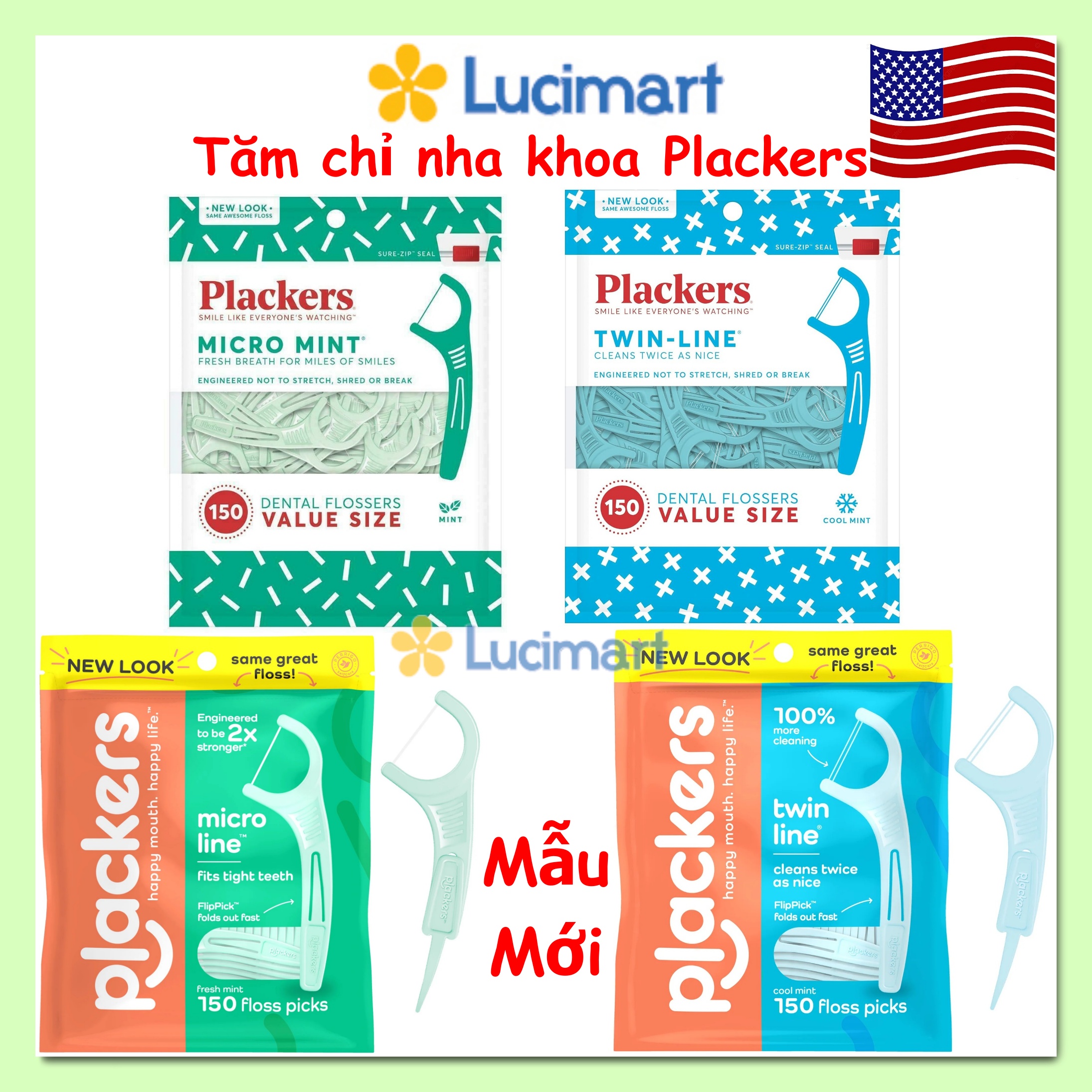 Tăm Chỉ Nha Khoa Plackers Dental Floss Picks các loại