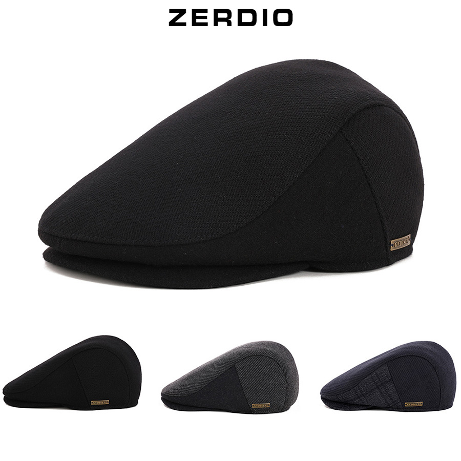 Mũ nồi nam lông cừu có che tai, nón beret nam cao cấp mn036