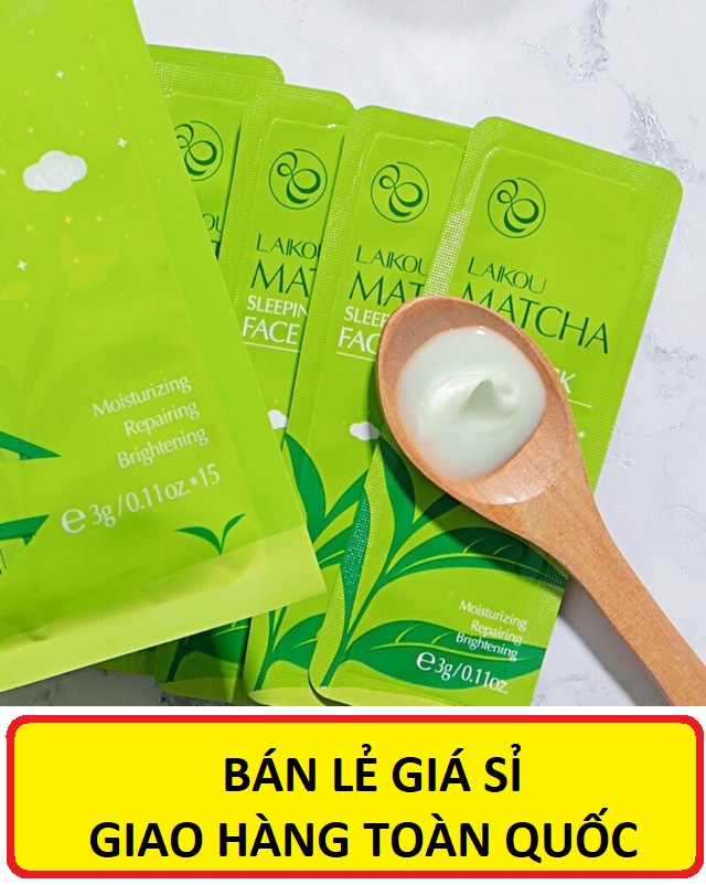 [CHUYÊN SỈ] Set 15 Mặt Nạ Ngủ Trà Xanh Laikou Matcha Mud Mask- Dưỡng ẩm, ngăn ngừa lão hóa da và loại bỏ những vết thâm đen, vết sẹo và mụn trứng cá da, mặt nạ dưỡng trắng da