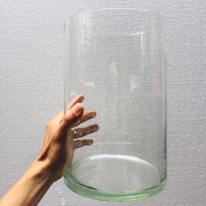 Chậu thủy tinh , bể cá mini trụ tròn 18x25cm