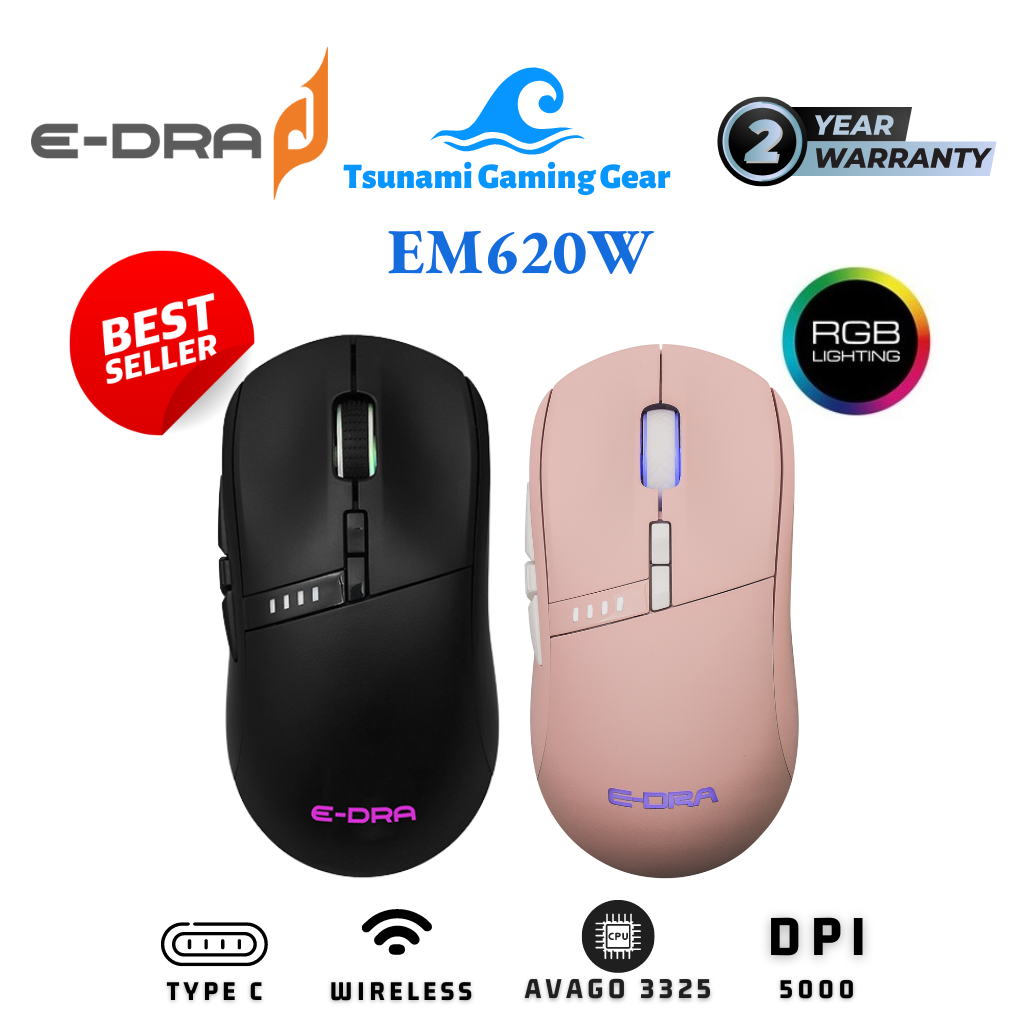 Chuột không dây e-dra em620w rgb/ wireless bảo hành 2 năm
