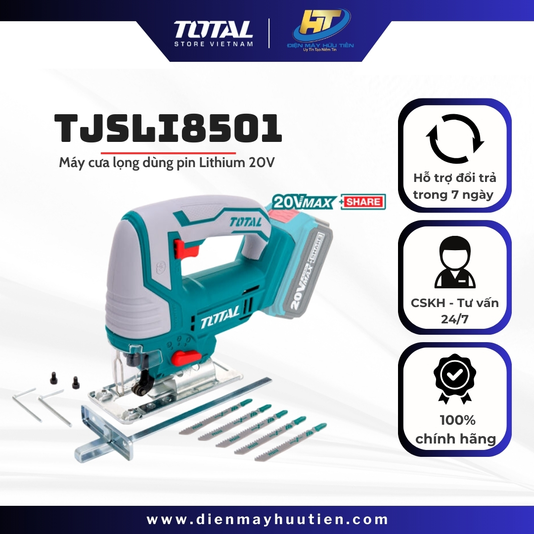 Máy cưa lọng dùng pin lithium 20v total tjsli8501