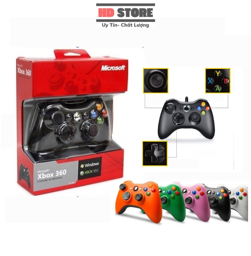 Tay cầm chơi game fifa online 4 Microsoft Xbox 360 Full Box, Tay Cầm fo4 có dây PC, Laptop full skill all Game