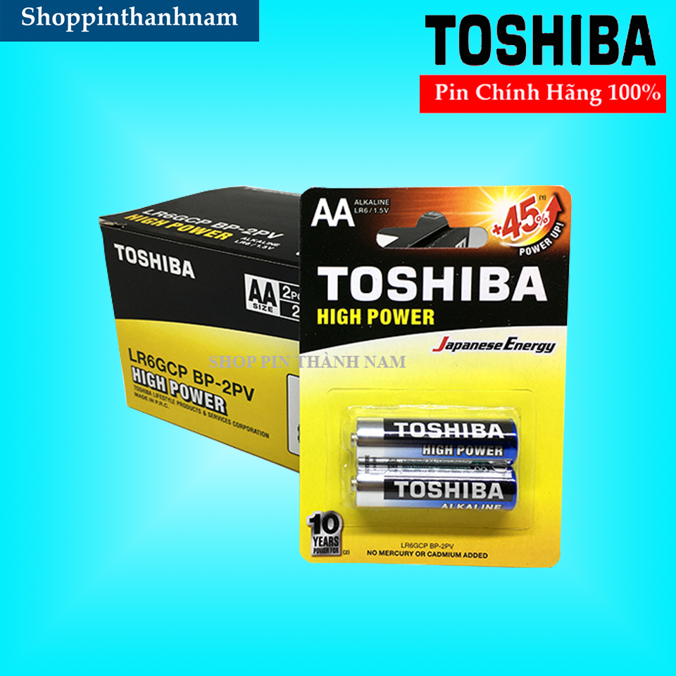Pin AA Toshiba Alkaline Tiểu LR6 1,5V Vỉ 2 Viên Chính Hãng