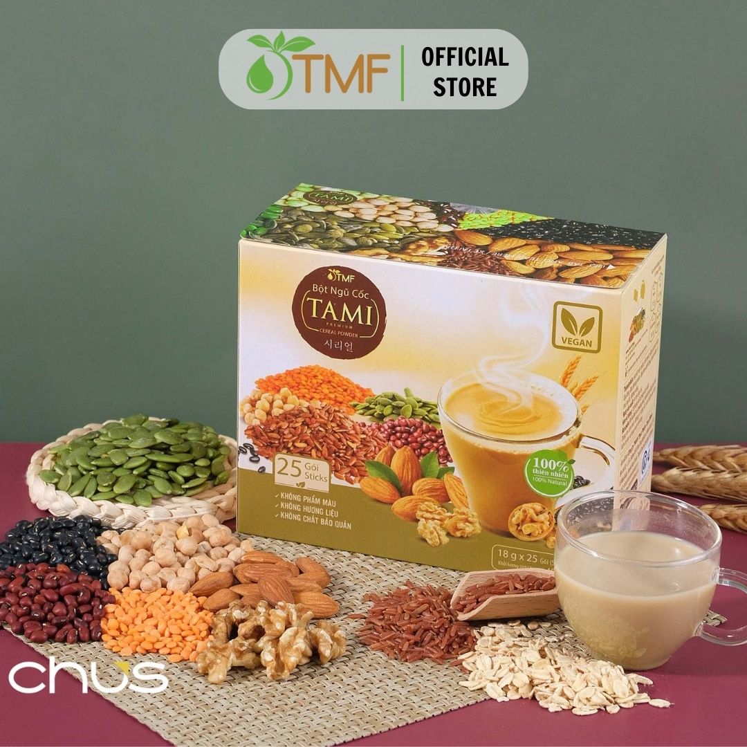 Bột ngũ cốc nảy mầm tami ít ngọt 25 gói 450g - tâm minh foods healthy giảm cân không đậu nành