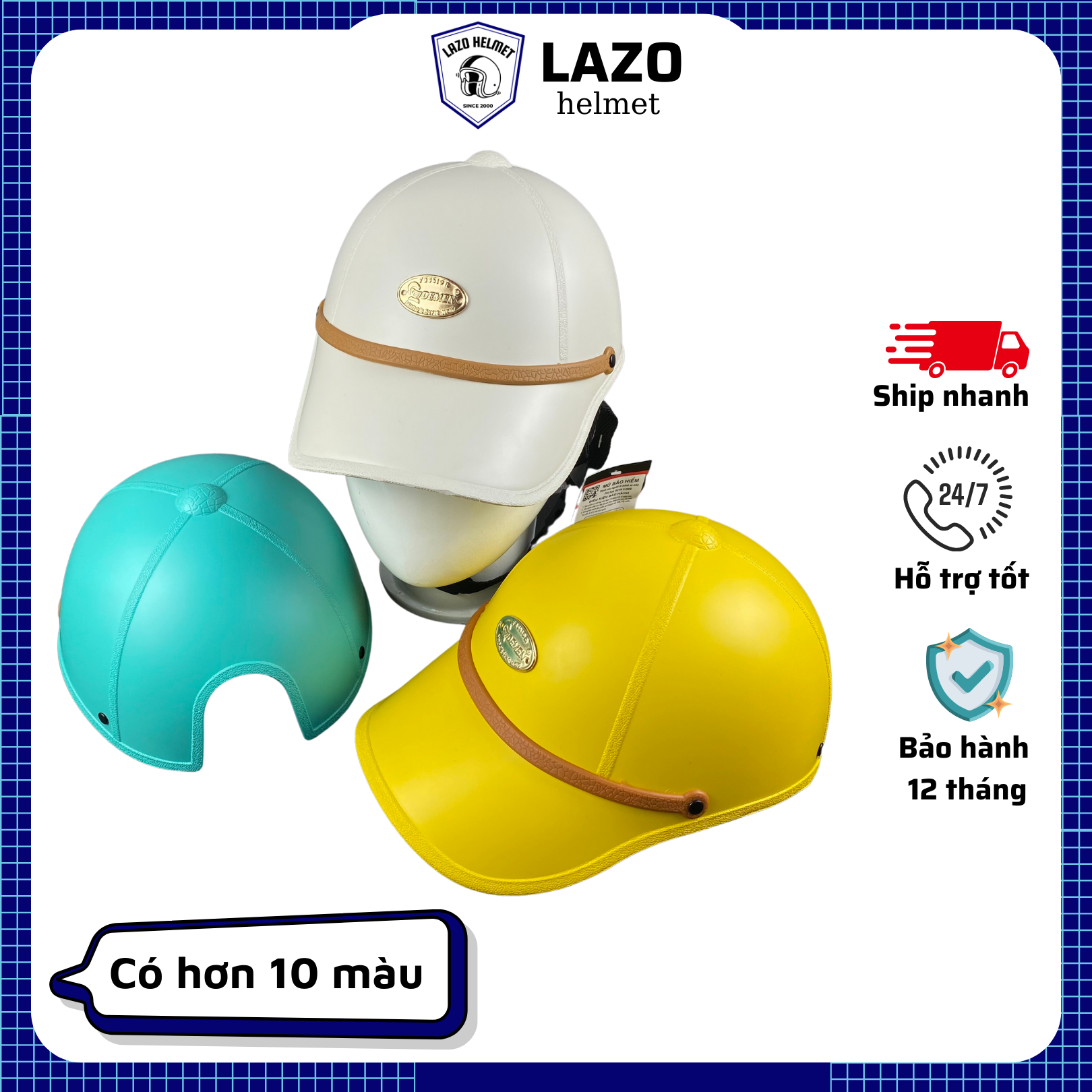 Mũ bảo hiểm lưỡi trai dế mèn đáng yêu dành cho nữ có khoét lỗ cột tóc , Nón bảo hiểm lưỡi trai Trí Liễu chính hãng