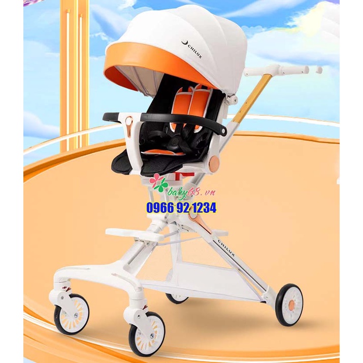 Xe đẩy gấp gọn cho em bé CHILUX M06 Pro - Đèn xe phát sáng, chế độ giảm sốc. Xoay 360 độ