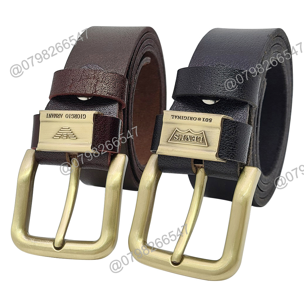 Tặng đục lỗ - Dây da bò thắt lưng nam DHM-295 | Đầu khoá kim kiểu tròn mạ đồng thời trang | Bảo hành 12 tháng