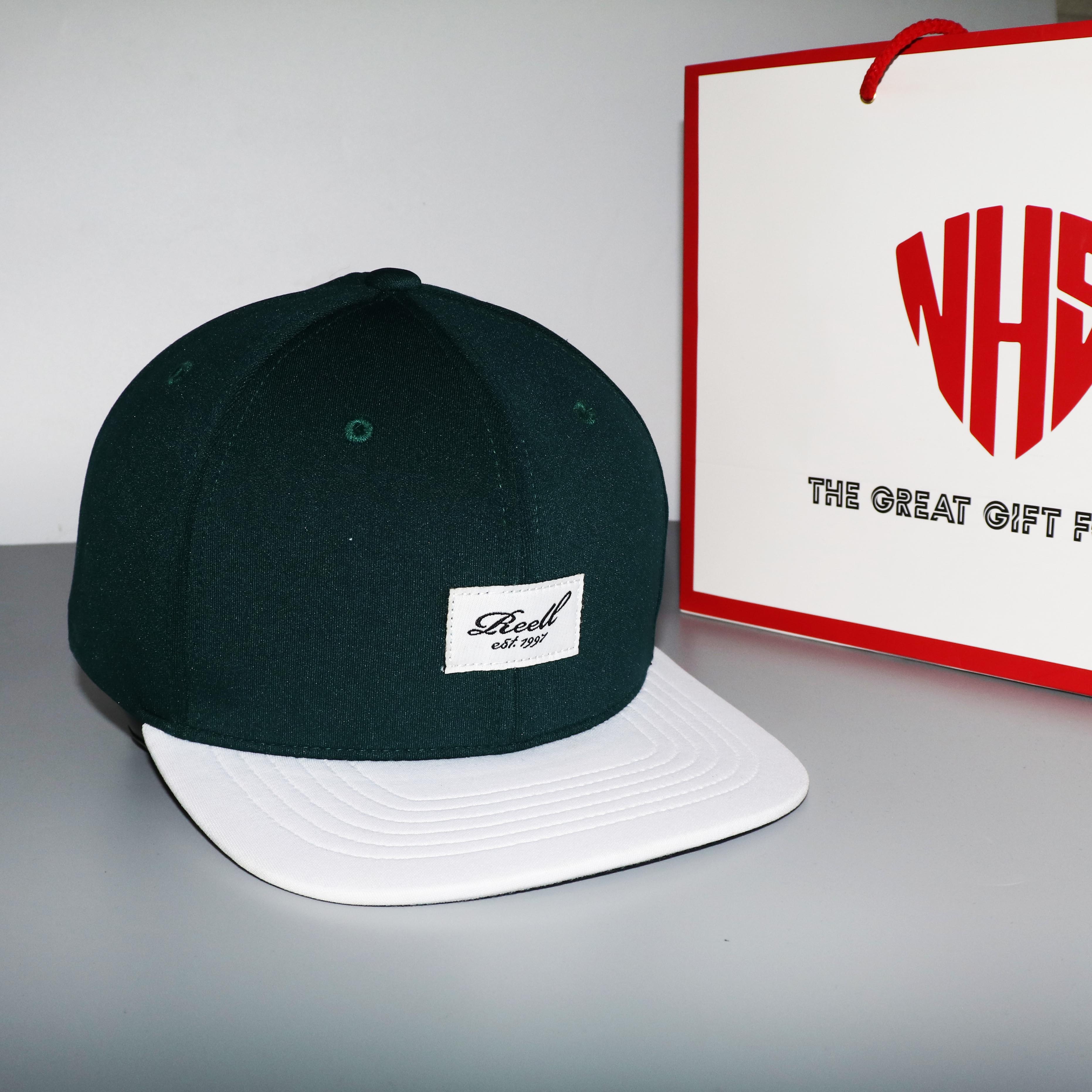 Nón snapback nhs reelxr xanh rêu kết trắng .