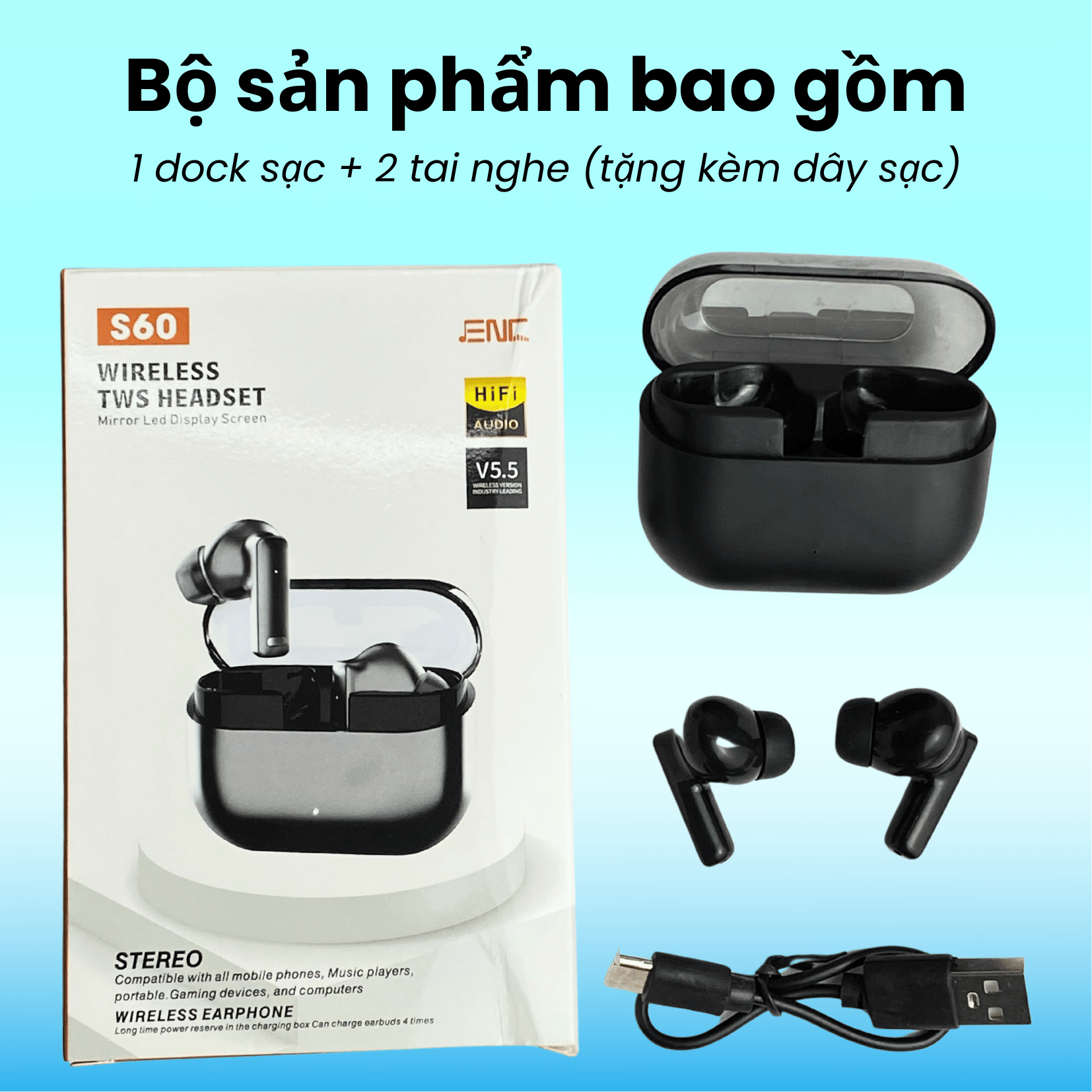 S60 Bluetooth Headset, Crisp Sound, Clear Mic, Compact and Convenient, Super Fast Delivery