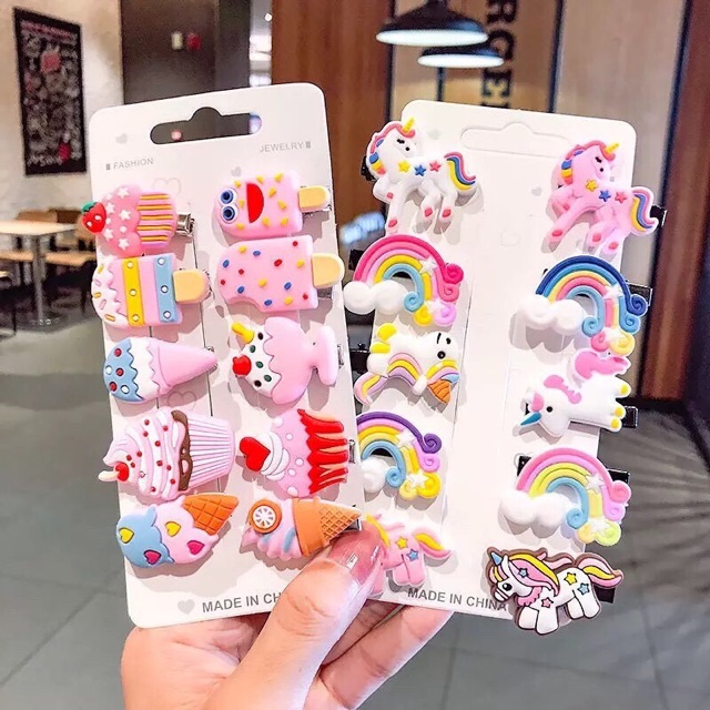 [HCM]Set 10 Kẹp Tóc Hoạt Hình Dễ Thương Phong Cách Hàn Quốc Cho Bé