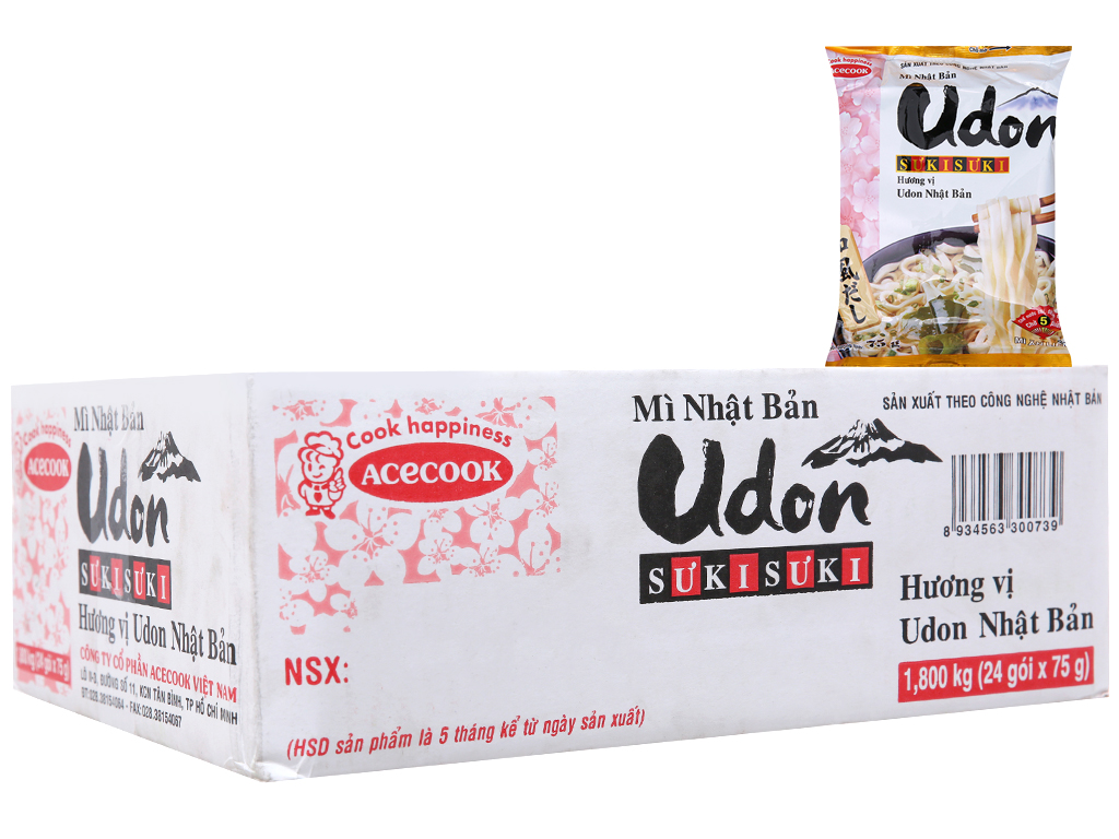 Thùng 24 gói mì Udon SưkiSưki hương vị Udon rong biển Nhật Bản