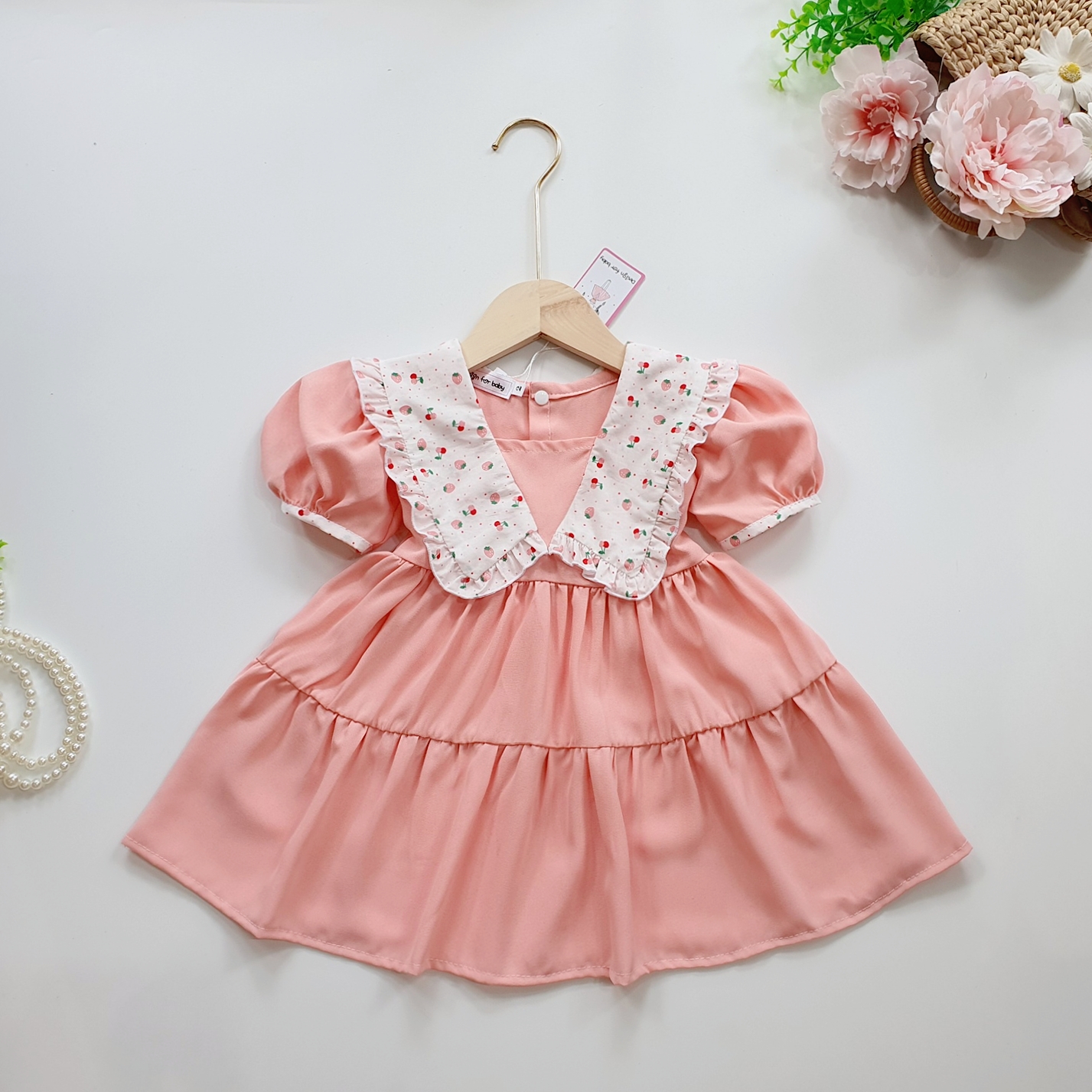 Váy bé gái hồng kèm tuban 3- 30kg new brand