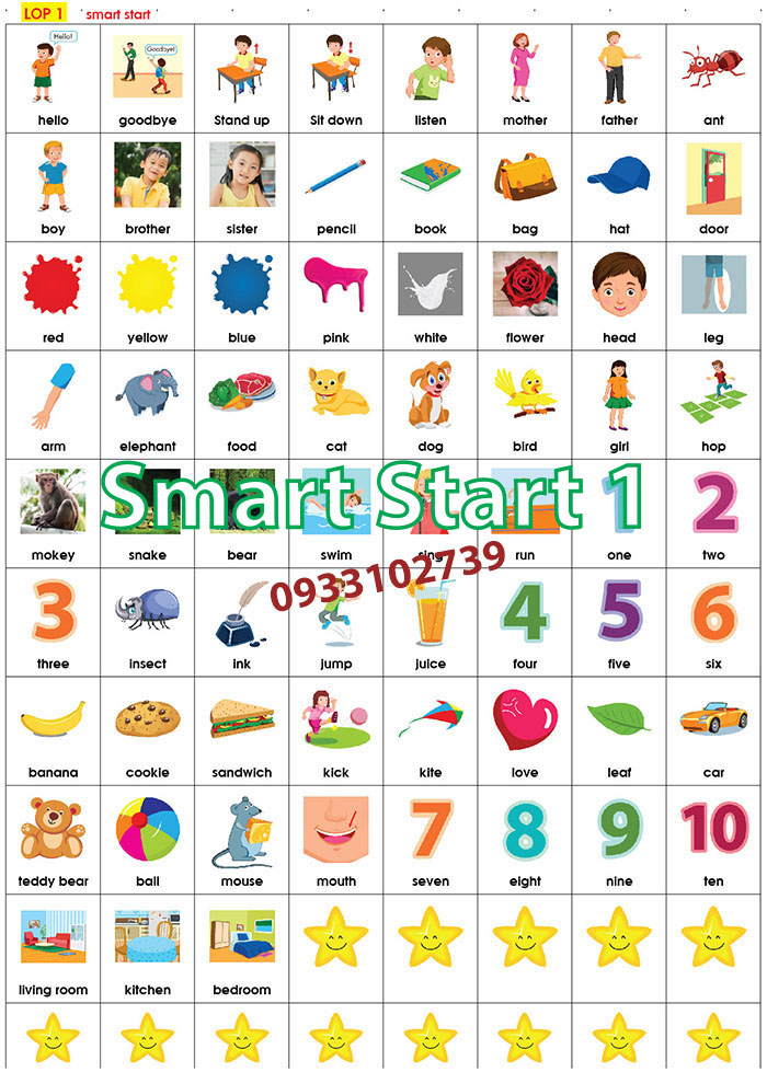 Sticker tiếng anh lớp 1- Smart Start 1