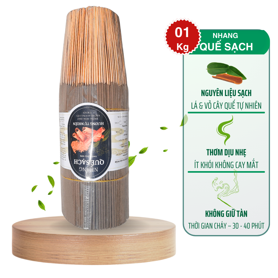 [01 Kg] Nhang Quế Sạch hương tự nhiên thơm dịu không tẩm Tinh Dầu không hóa chất, ít khói