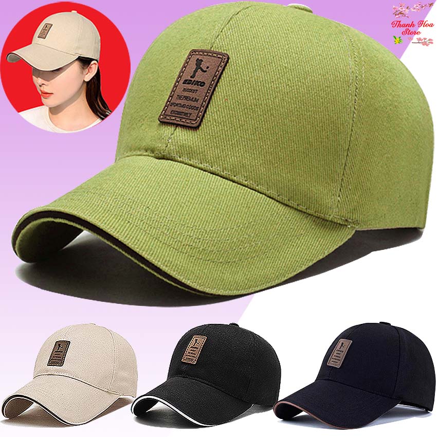 Mũ lưỡi trai nam nữ thời trang phong cách bóng chày Hàn Quốc chất cotton màu đen, nâu, kaki đẹp, cá tính, dễ thương, giá rẻ - Nón kết nam - Nón kết nữ