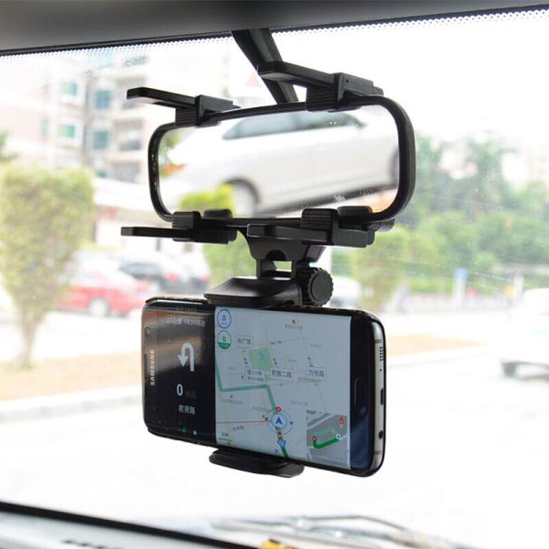 Giá đỡ kẹp điện thoại lên gương chiếu hậu xe Ô·tô - Xe hơi - Giá treo gương chiếu hậu - Xoay 360 độ chống rung