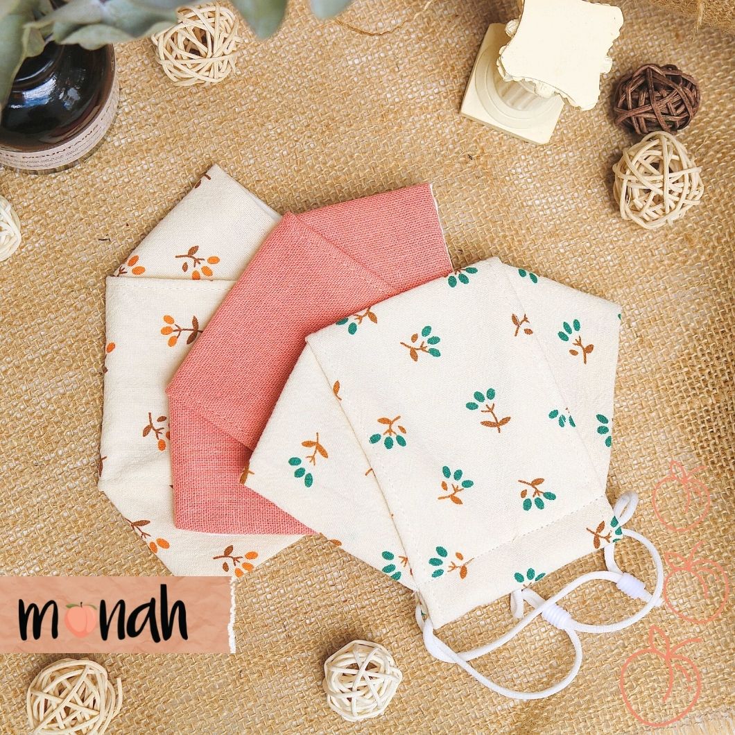 [HCM]Combo 3 Khẩu Trang Vải Linen Cotton 3 Lớp Hoa Nhí Thô Cara Xanh Vàng Hồng Đào