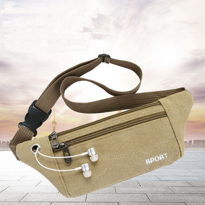 Túi đeo bụng túi đeo hông chất vải thô dùng để chạy bộ, tập thể dục size 32cm
