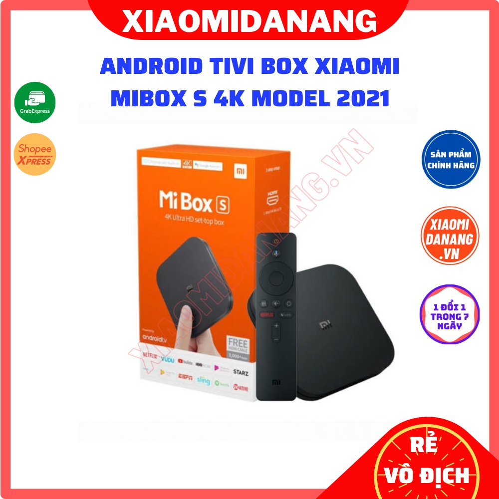 Android tivi box xiaomi mibox s 4k mdz-22-ab model 2021 - hàng digiworld