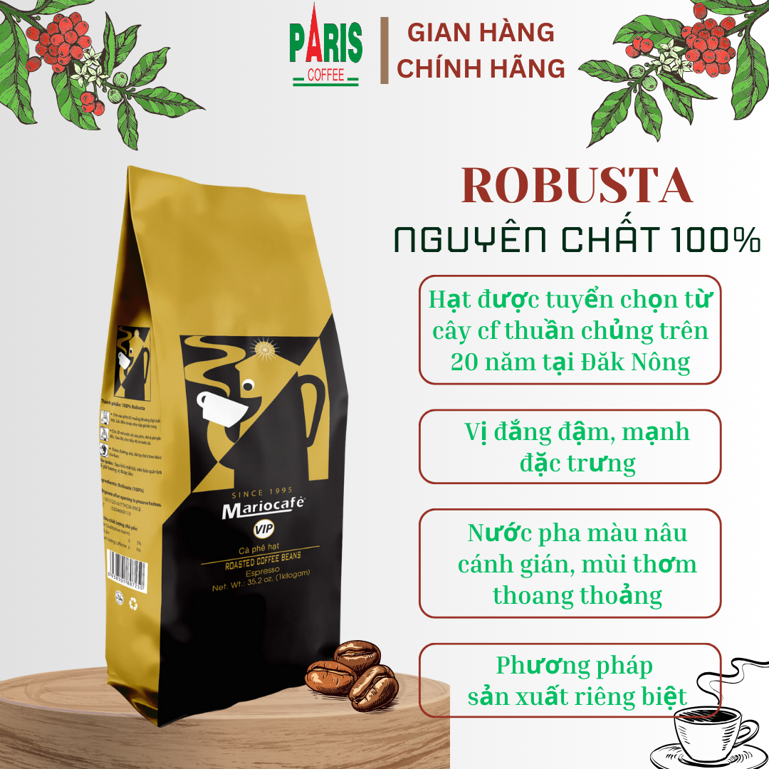 Cà phê bột Mario Đam mê 100% Robusta - Đắng, đậm, mạnh đặc trưng