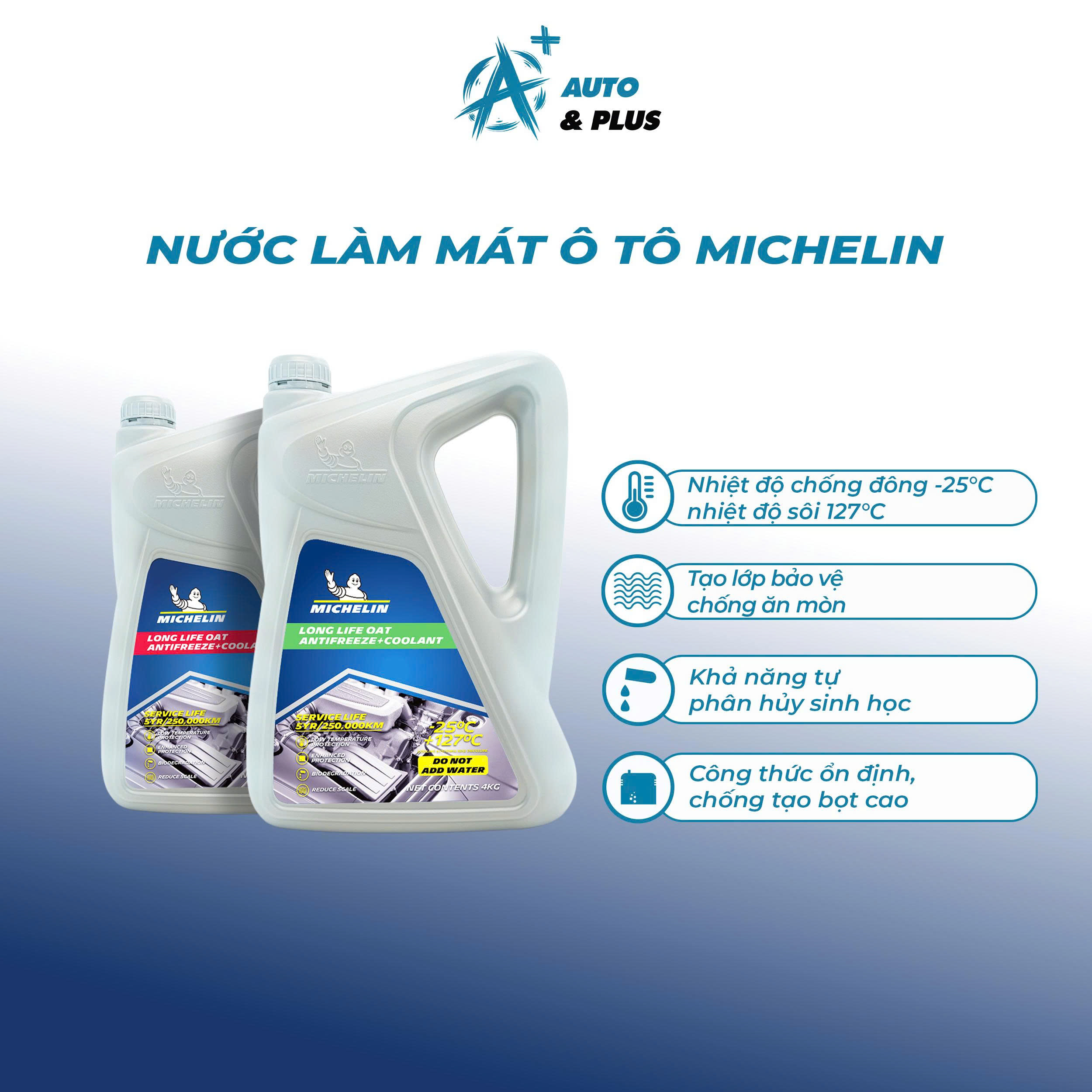 Michelin - Nước làm mát động cơ ô tô MICHELIN LONG LIFE OAT ANTIFREEZE + COOLANT - Auto&Plus