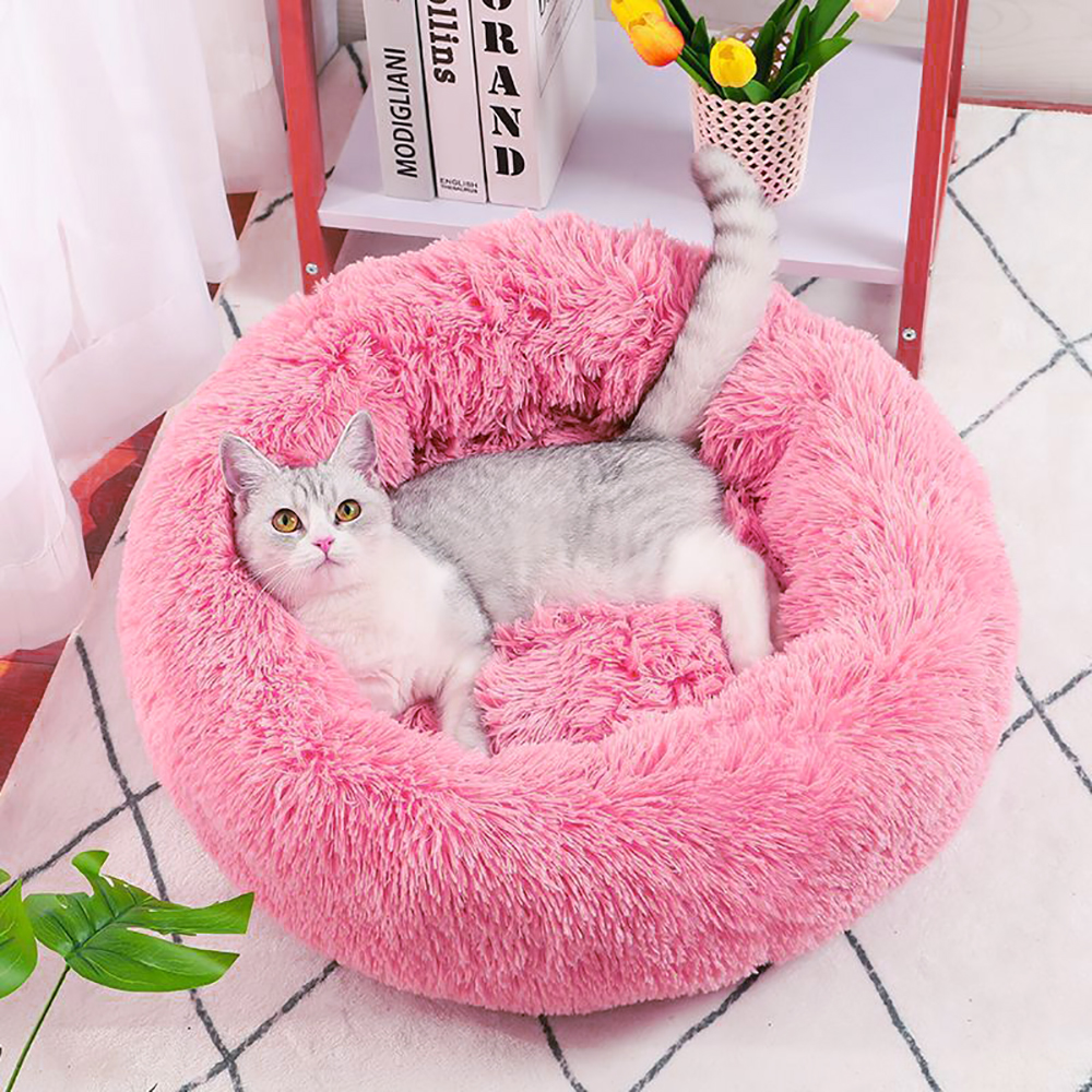 Ổ đệm lông tròn dày dành cho chó mèo và chó nhỏ - Phụ kiện chó mèo