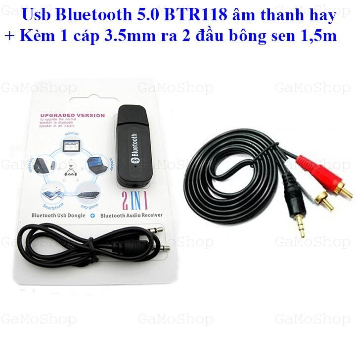 [HCM]BO3_Bộ Usb Bluetooth 5.0 BTR118 Dongle tạo Bluetooth cho amplyloa 3in1 GaMoShop