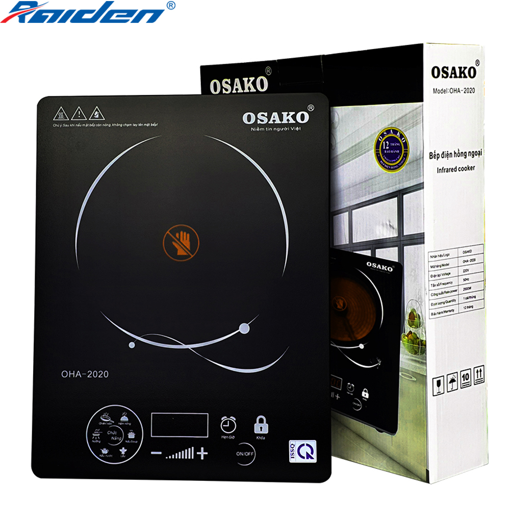 [GIẢM 10% TỐI ĐA 200K] Bếp Hồng Ngoại 2000W Osako OHA-2020 điều khiển cảm ứng, tự động chỉnh công suất nấu duy trì nhiệt, sử dụng được tất cả nồi chảo kể cả nồi thủy tinh