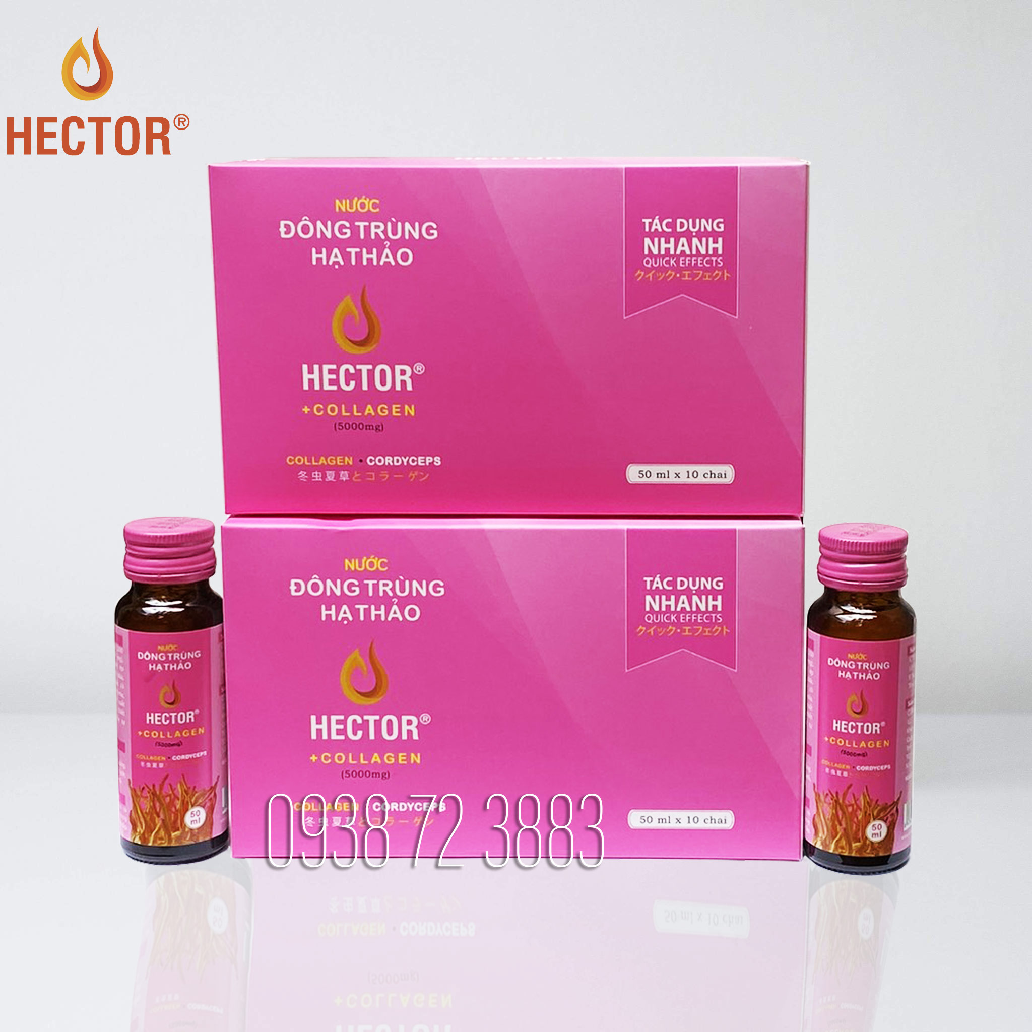 Nước Uống Đông trùng hạ thảo HECTOR COLLAGEN Combo 2hộp 20chai giúp Trắng da, Trẻ hóa, tăng cường sức khỏe