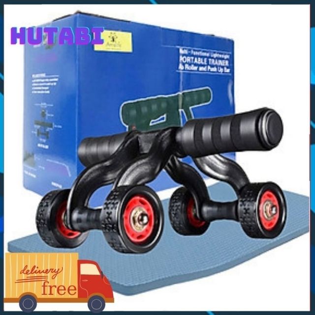 TẶNG THẢM LÓT  CON LĂN TẬP THÉ DỤC CƠ BỤNG 4 BÁNH, Con Lăn Tập Thế Dục 4 Bánh, Tập Yoga, Tập Gym,Tập Cơ Ngực, Cơ Bắp, Eo Thon