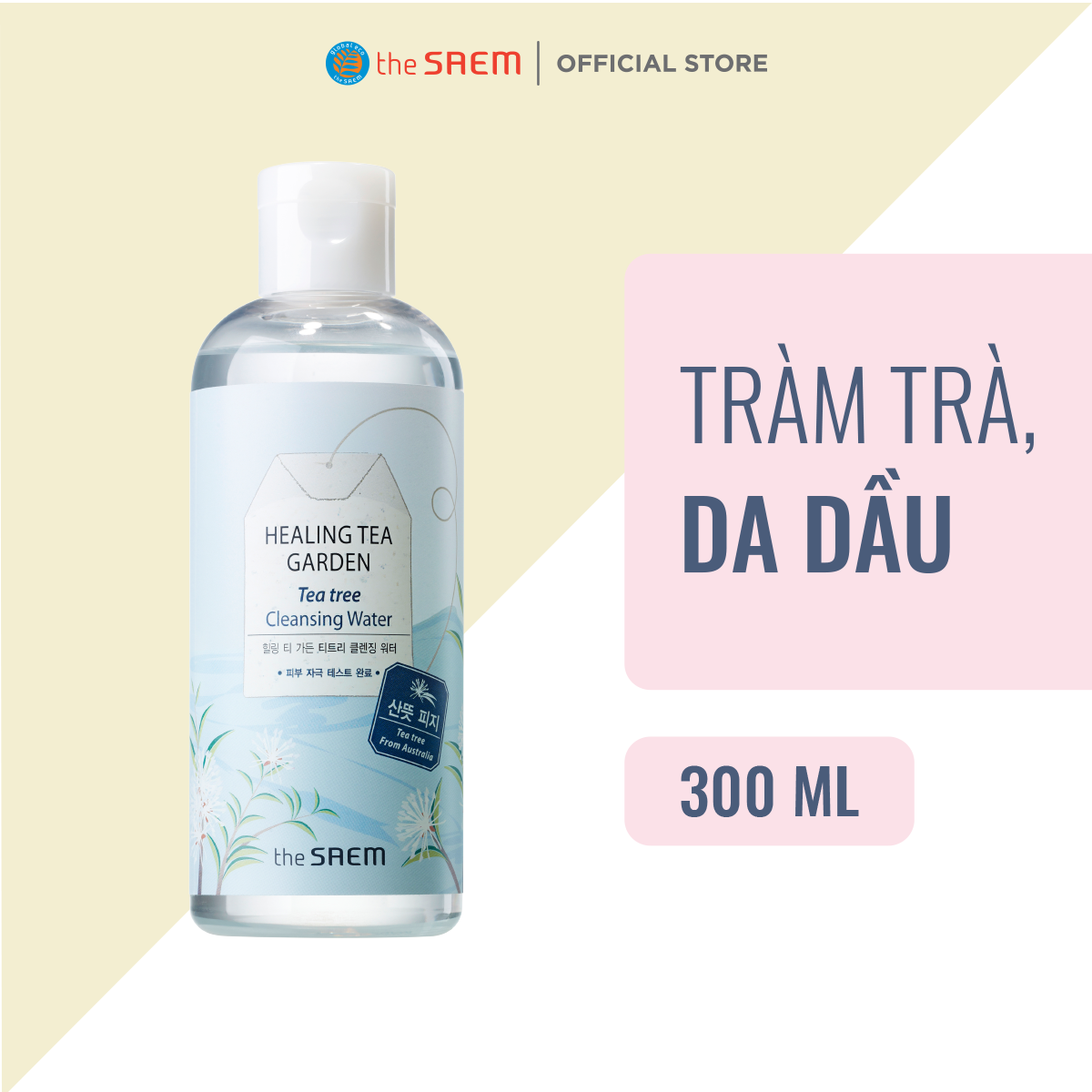Nước Tẩy Trang Làm Sạch Da Chiết Xuất Từ Tràm Trà The Saem Healing Tea Garden Tea Tree Cleansing Water 300ml