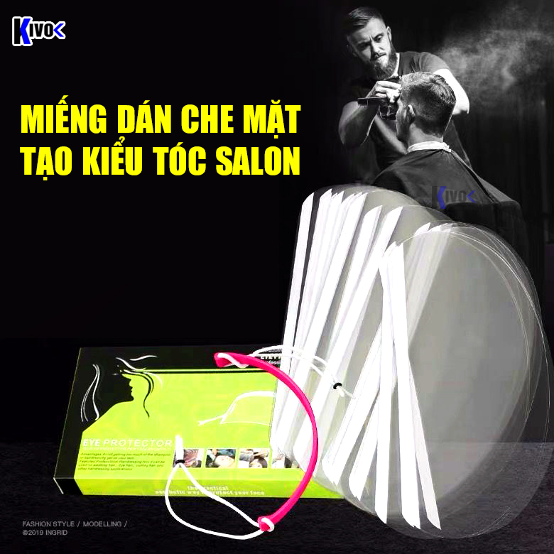 Hộp 50 Miếng Dán Trán Che Mặt Khi Làm Tóc, Cắt Tóc, Nhuộm Tóc, Cắt Mái, Xịt Phun Tóc, Trang Điểm, Làm Hóa Chất - Bảo Vệ Mặt Tạo Kiểu Tóc - Nhựa Mica Trong Suốt Dành Cho Salon Cắt Tóc Barber - Kivo