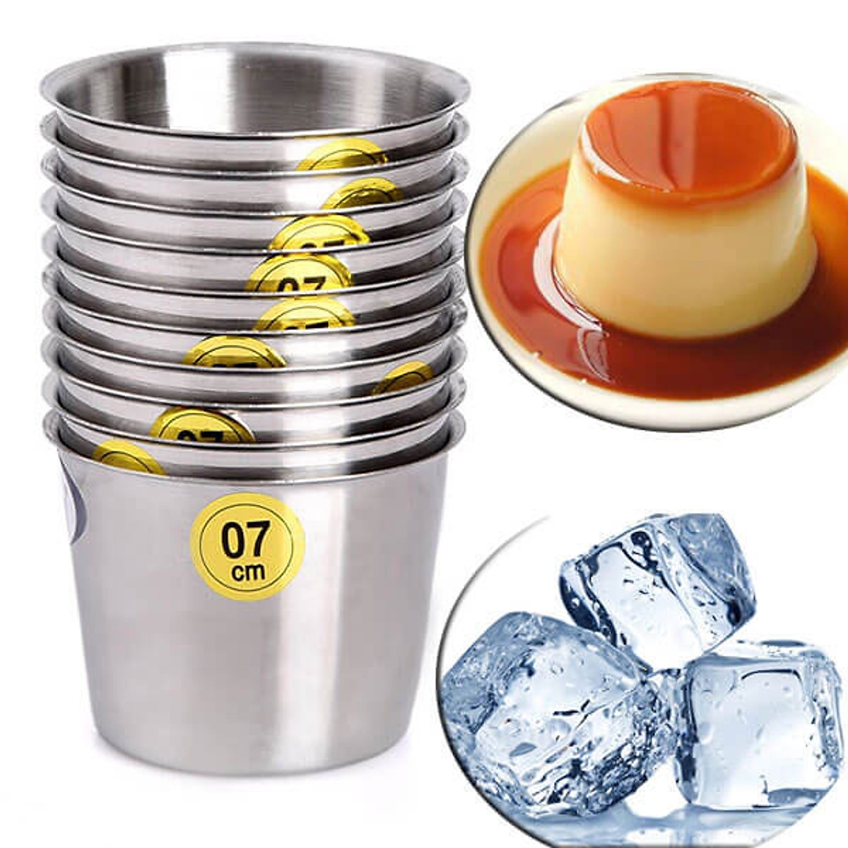 Combo 10 ly làm đá 7cm - 8cm inox sáng bóng không gỉ sét