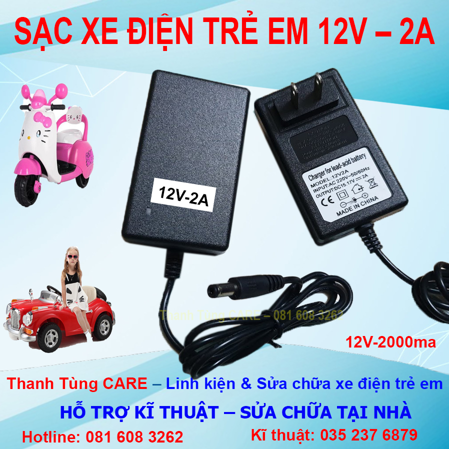 [SẠC NHANH] Sạc xe điện trẻ em 12V - Sạc Ô tô, Xe máy điện trẻ em 12V-2A -Sạc Nhanh cho xe điện trẻ em 12V-2000ma ắc quy cỡ lớn ( Hàng Chính Hãng, Đèn báo chuyển Xanh Đỏ & Tự Ngắt khi đầy điện)