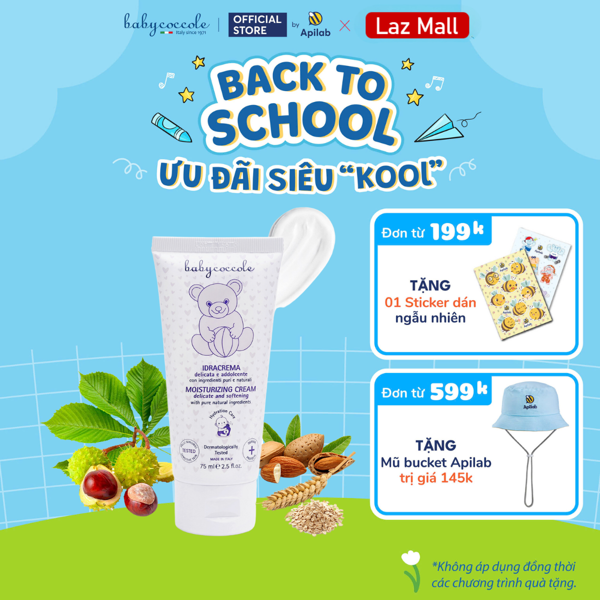 Kem dưỡng ẩm cho bé Babycoccole 0M+ dưỡng da trẻ em & em bé từ sơ sinh chiết xuất hạnh nhân 75ml