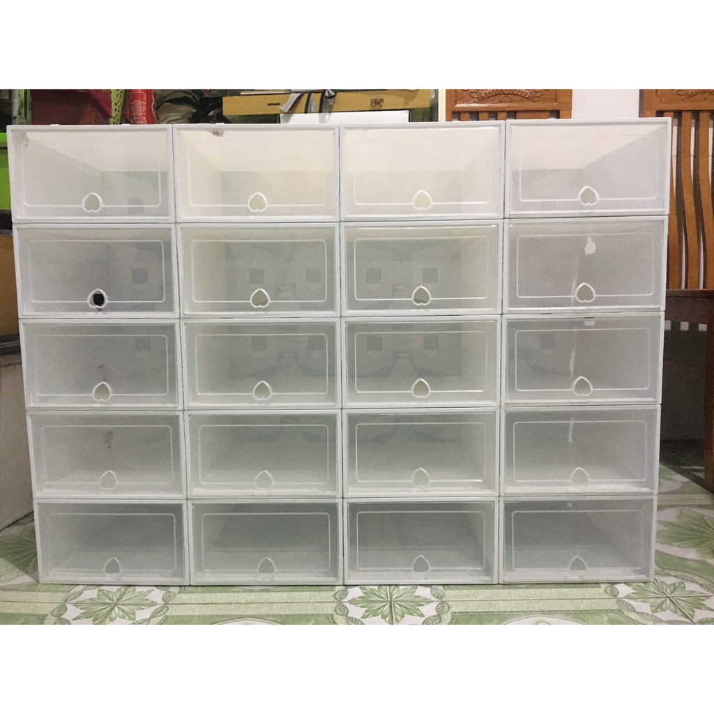 Combo 20 Hôp Đựng Giày Nhựa Cứng Mica Trong Suốt Tủ Lắp Ghép Đựng Giày Nam Nữ