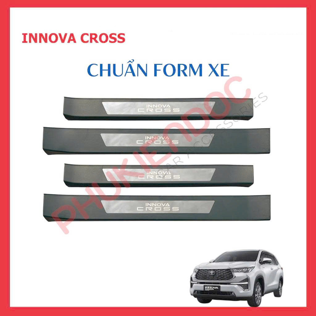 Bộ 4 Ốp Bậc Cửa Phía Ngoài Innova Cross 2023 2024 2025 2026 - Ốp Bậc Cửa Chống Xước Toyota Innova