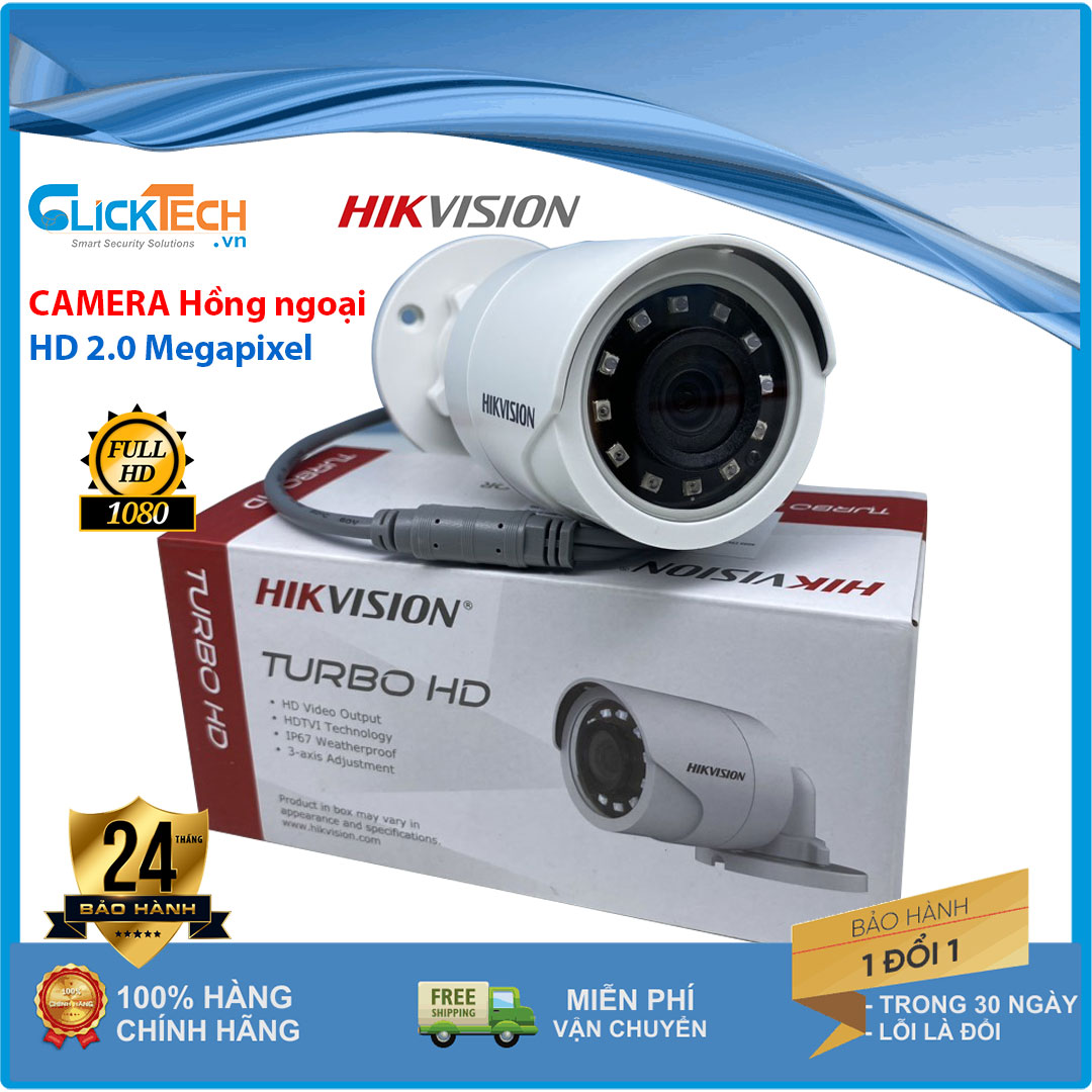 Camera quan sát thân hồng ngoại hikvision hd 2.0mp ds-2ce16d0t-irp/ ds-2ce16d0t-ir, camera hàng chính hãng bảo hành 2 năm