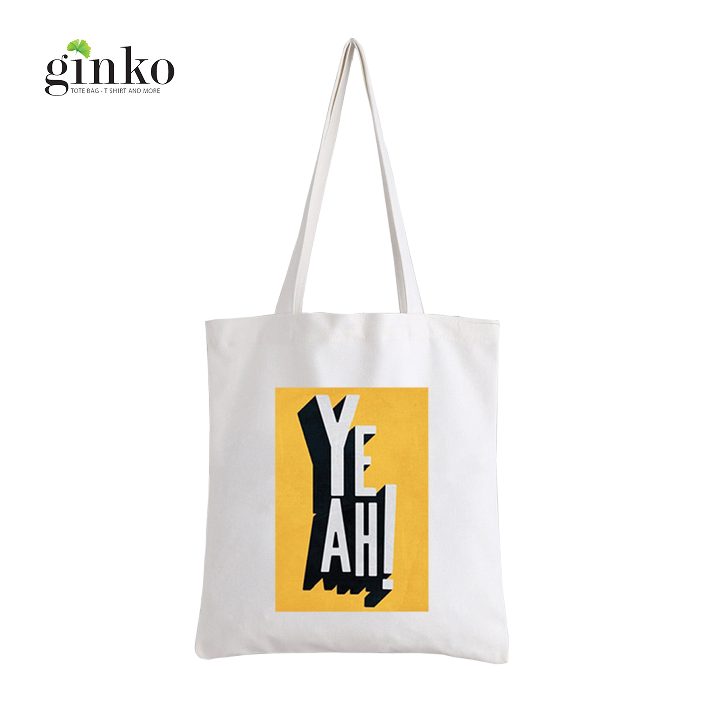 Túi vải tote ginko kiểu basic dây kéo in hình yeah g05