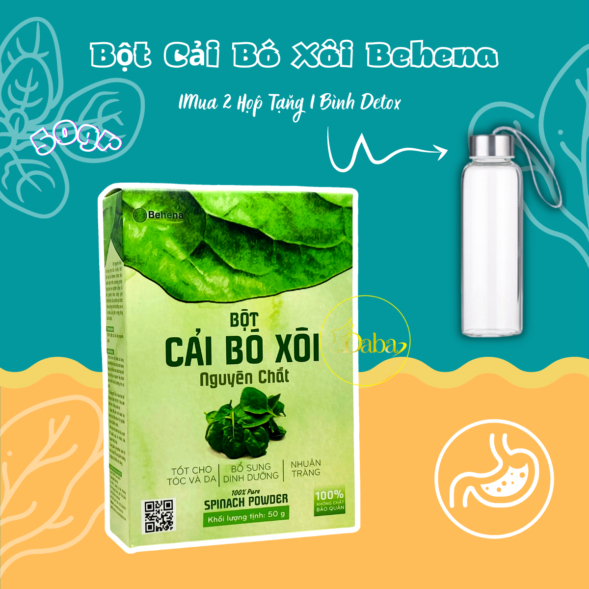 Bột cải xoăn sấy lạnh nguyên chất Behena |50g| cải thiện thị giác bồi bổ sức khỏe