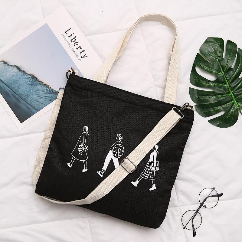 Túi Tote Sành Điệu Quai Đeo Chéo - Túi Vải Nữ Thời Trang - Túi Đeo Chéo Hàn Quốc Dây Dù Loại Lớn -  Đen