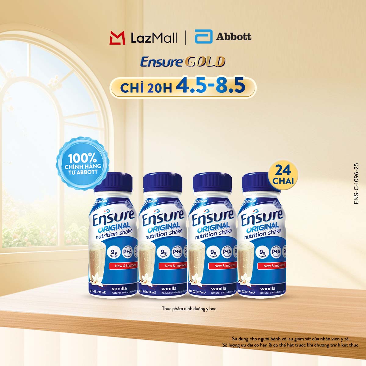 [CHỈ 20H 04-08.05 GIÁ TỐT MUA NGAY-SLCH] Thùng 24 Chai Sữa Nước Ensure Abbott Hương Vani 237ml [bao bì thay đổi theo từng đợt nhập hàng]