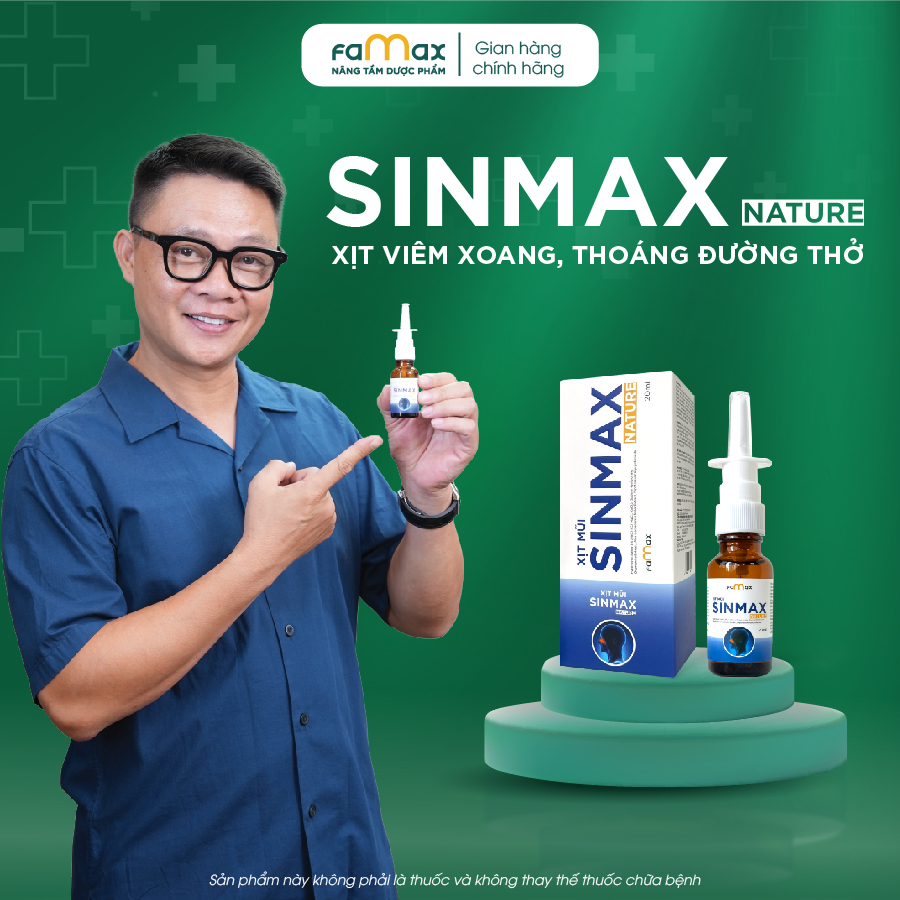 Combo 2 lọ xịt xoang mũi, sổ mũi, nghẹt mũi sinmax nature 20ml