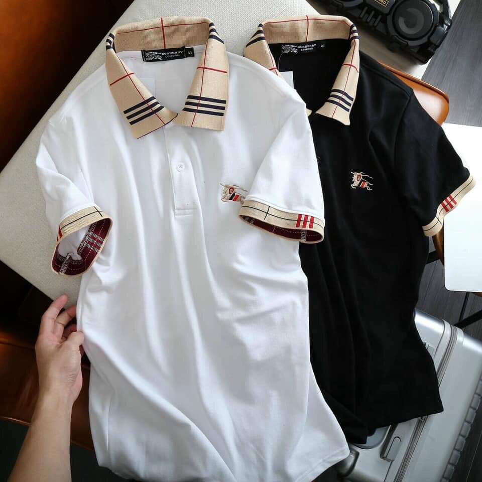 Áo phông nam nữ 🔱 full size 40-80 kg 🔱 áo polo bur logo thêu ngựa check cổ hcm87